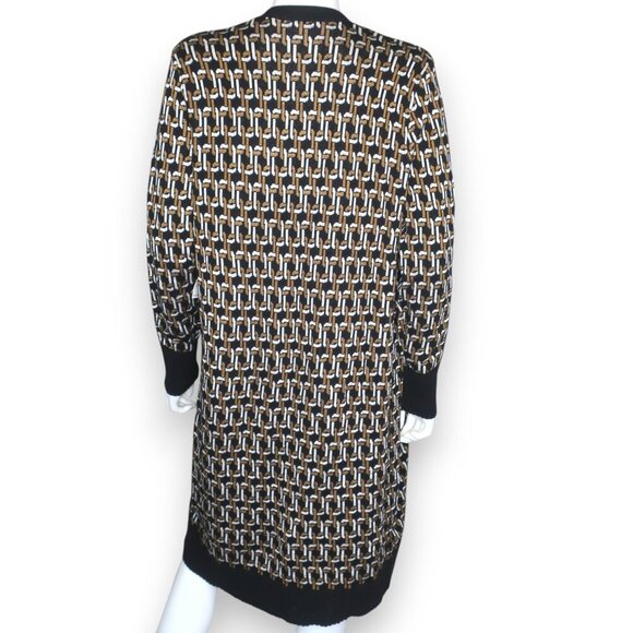 Chico's Geometric-Print Jacquard Cardigan Long Open-front Sweater 1 Medium 8/10 - Picture 3 of 5